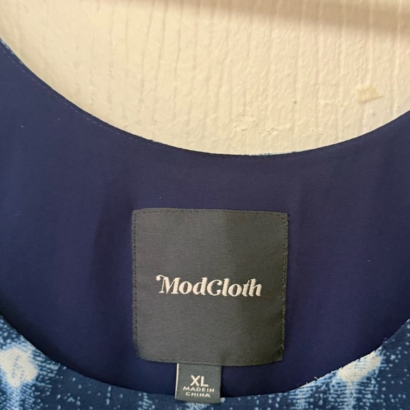 Womens ModCloth Sz XL Freeing Dress A Line Blue Geometric - Picture 4 of 5